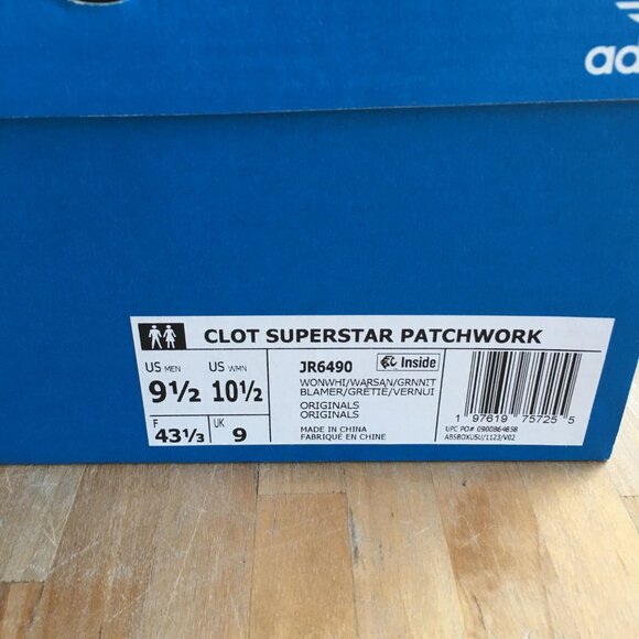 CLOT x adidas Superstar "Patchwork - Worn Sand" JR6490 Sz 9.5 - Picture 10 of 10